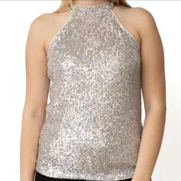 Cable & Gauge NWT Sequin Champaign Pencil Skirt Pull on Size L - Picture 9 of 10